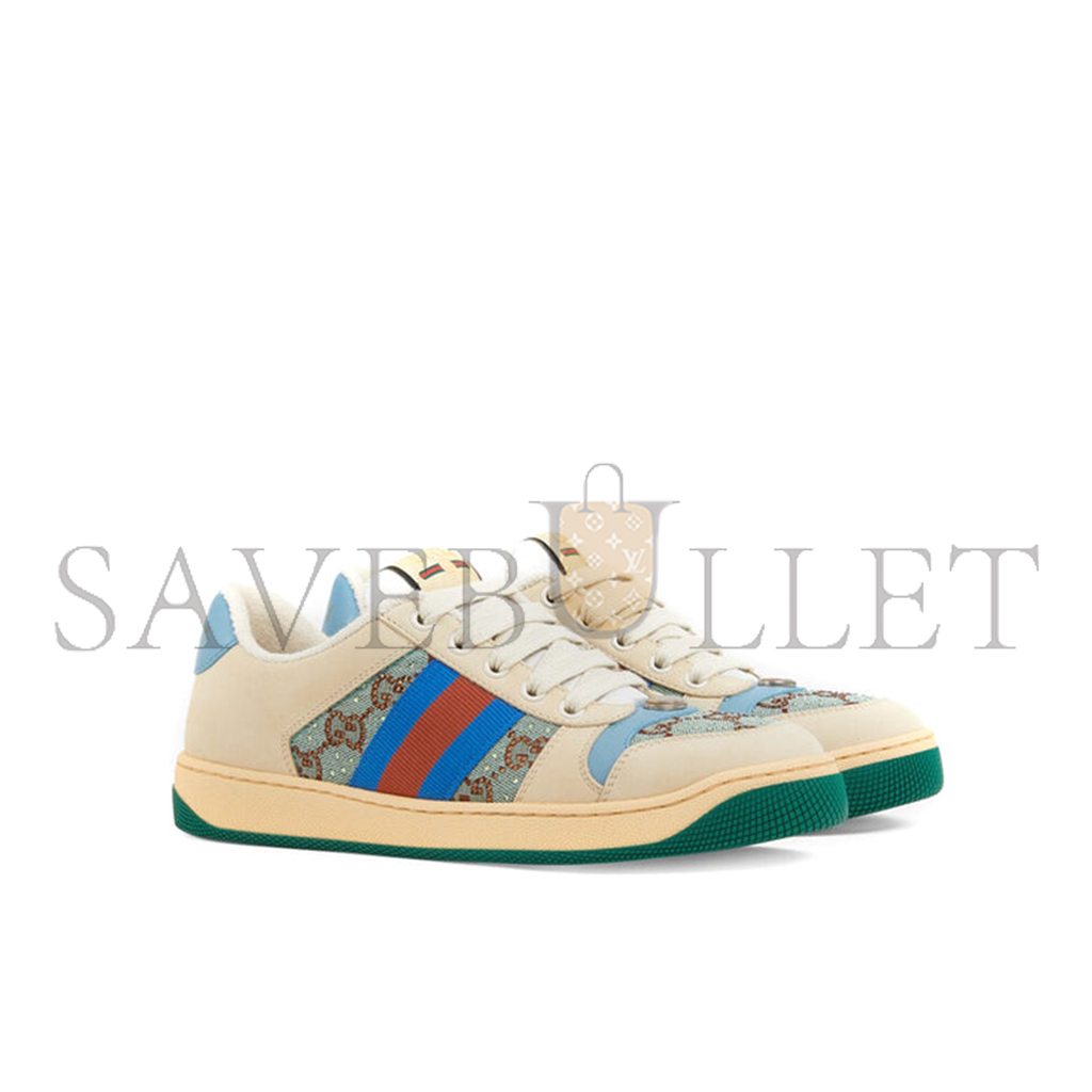 GUCCI SCREENER GG LOGO SNEAKERS 'BEIGE BLUE' 677423